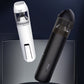Two handheld cordless car vacuum cleaners, one white and one black, with transparent dust cups.