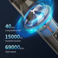 Handheld cordless vacuum cleaner with transparent dust bin and high-power airflow intake.