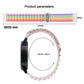 Rainbow nylon loop watch band with 20/22mm width sizing, length shown