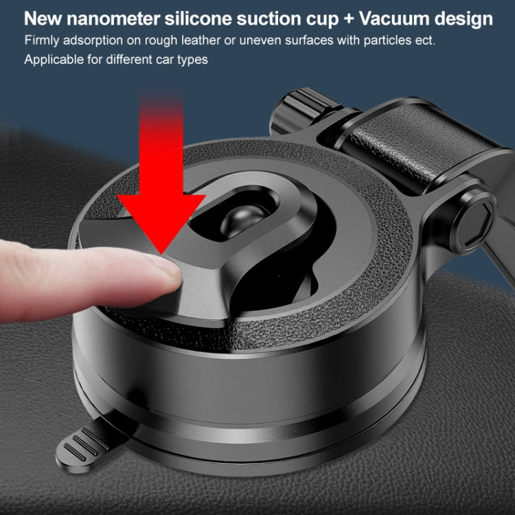 Suction cup magnetic dashboard phone holder with vacuum-style base