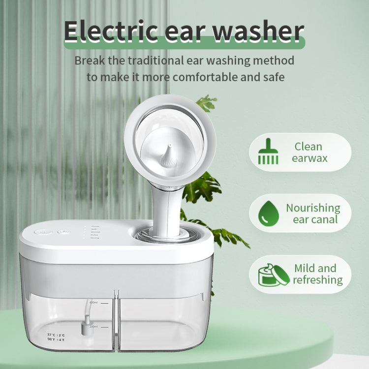 Electric ear washer base with circular nozzle and white rim