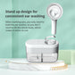 Electric ear washer with standing design, circular nozzle, and compact tank