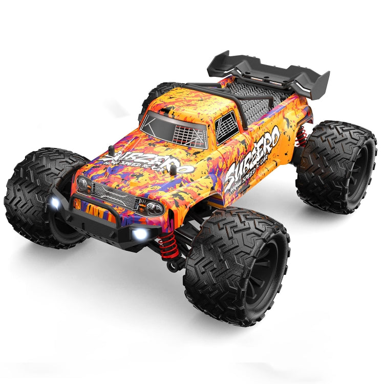 Orange 1:16 scale 4WD remote control stunt car with oversized tread tires