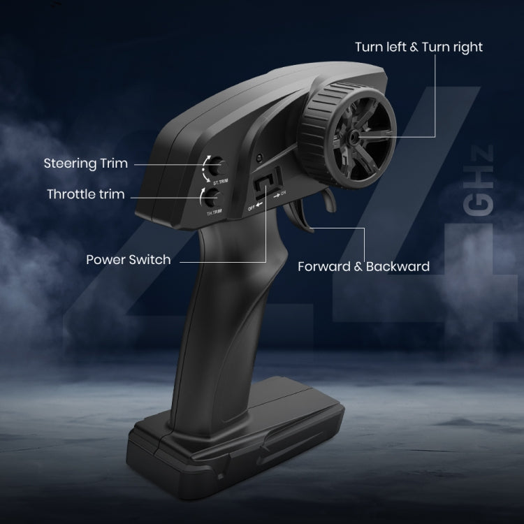 Handheld 2.4GHz RC remote control transmitter with steering and throttle controls