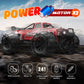 Red and orange 1:16 scale 4WD RC stunt car with large off-road tires