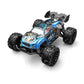 Blue 1:20 RC off-road vehicle with rugged tread tires and rear spoiler
