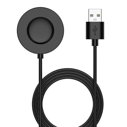 Magnetic smartwatch charging cable with USB-A plug and round charging puck, black