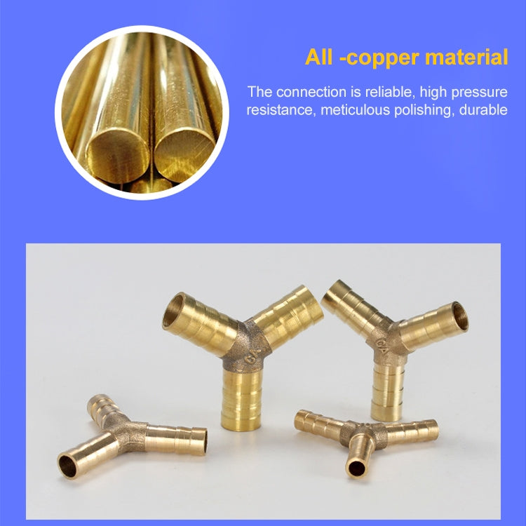 All-copper 3-way pneumatic Y connectors, brass-gold fittings