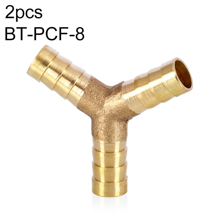 3-way pneumatic Y connector, brass, 8mm ports (2-pack)