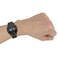 22mm milan-style watch strap on wrist, black mesh band with watch face