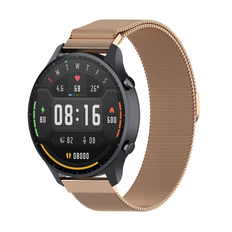 22mm Milan wrist strap watchband, champagne mesh with black watch case