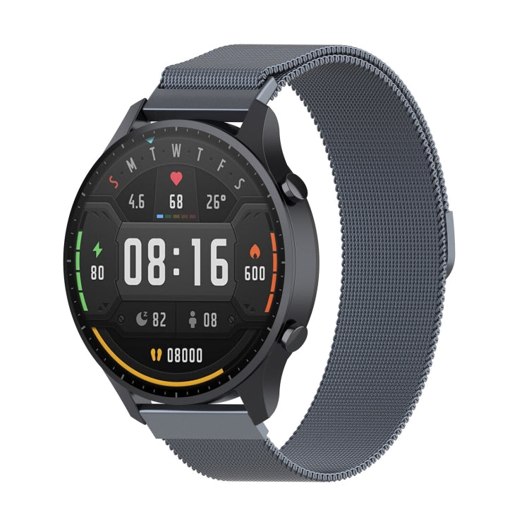 22mm Milan wrist strap watchband, space gray mesh with black watch case