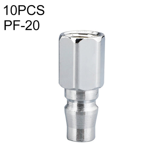 10pcs C-type quick air fitting connector, PF-20, chrome metal pneumatic coupling