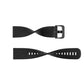 Black 22mm silicone watch strap with textured plaid pattern and metal pin buckle.