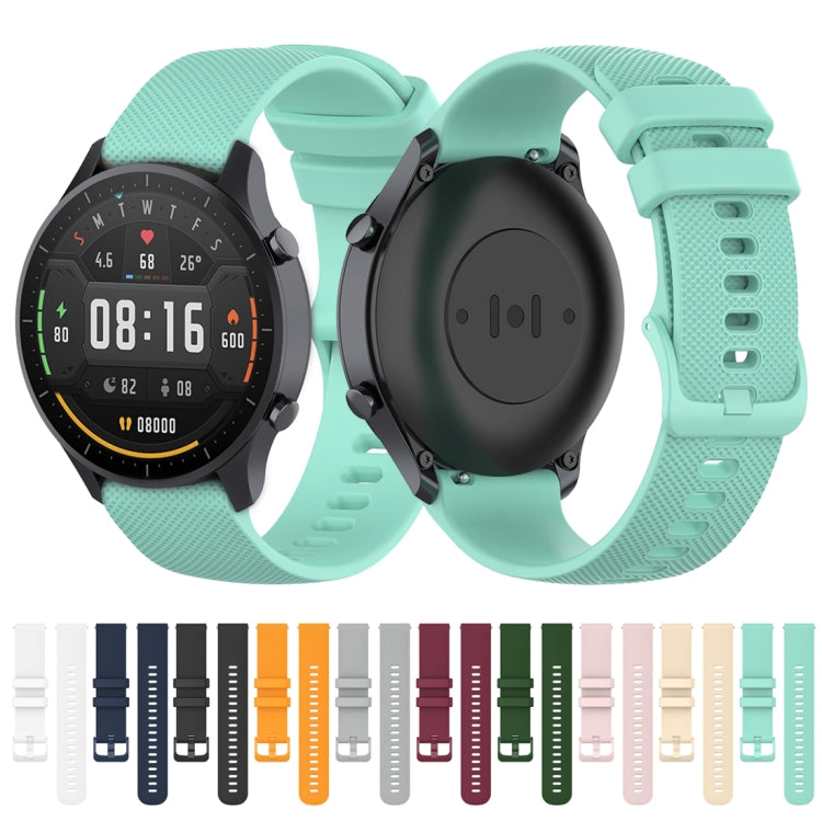 22mm silicone smartwatch wrist strap with small plaid texture, teal