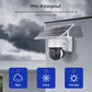 Weatherproof solar PTZ security camera with dual LED floodlight and solar panel