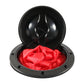 Black open round hatch cover with red mesh insert and mounting holes