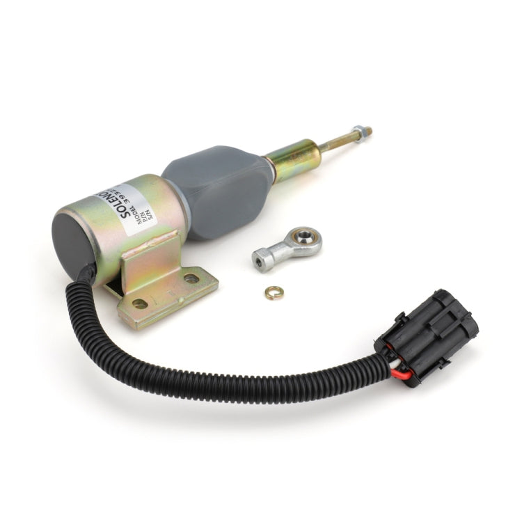 Engine shutdown solenoid valve with wiring harness and connector, metal body and black cap