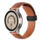 Genuine leather folding buckle watch band, brown leather with brown stitching and black clasp
