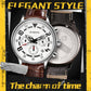 Two men's leather quartz watches, one with brown strap and one with black strap