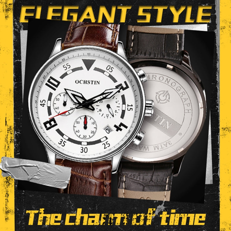 Two men's leather quartz watches, one with brown strap and one with black strap
