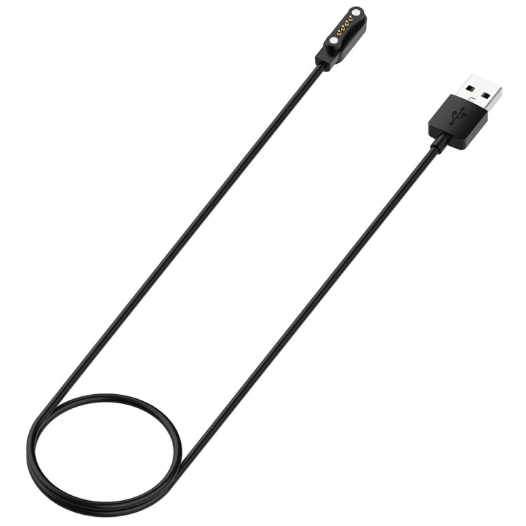Black magnetic watch charging cable with USB-A plug and round magnetic dock