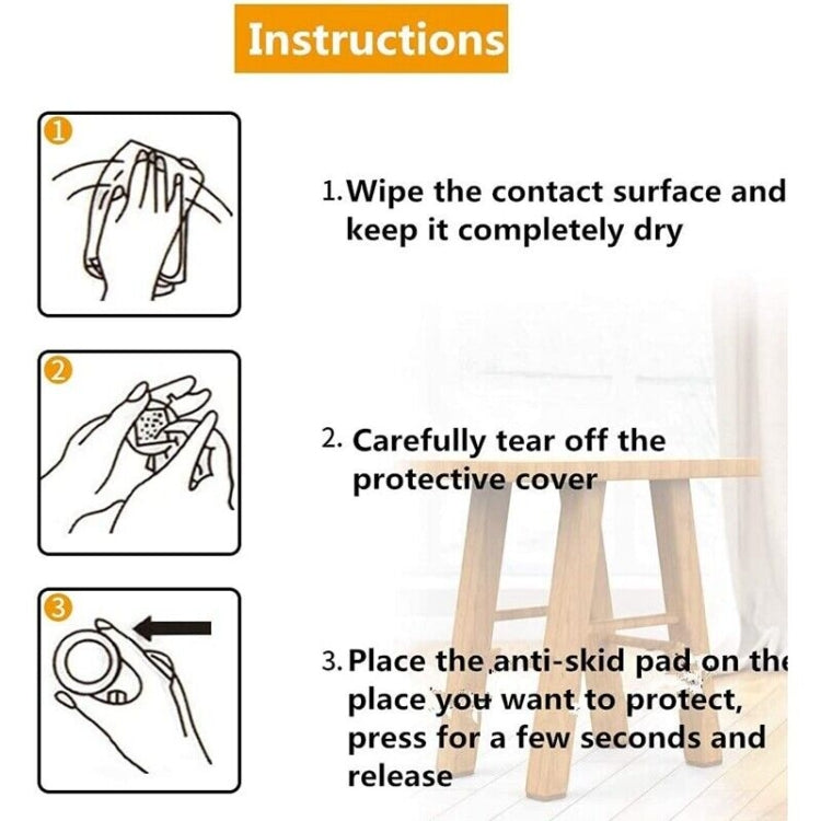 Furniture leg foot pad installation: wipe surface, peel cover, press pad on