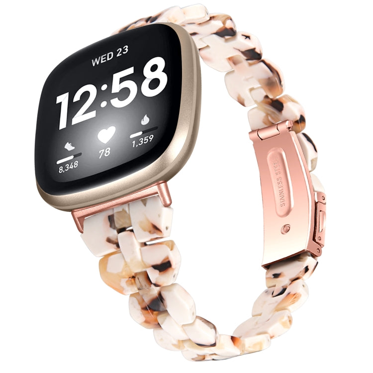 Universal resin watch band with rhombus link pattern, light tortoise/cream