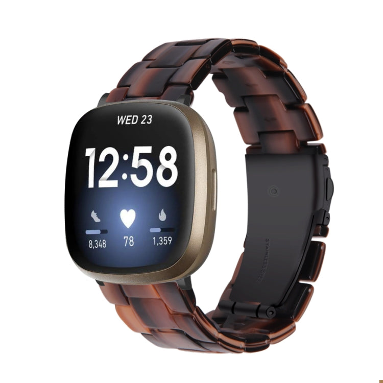 Universal resin watch band with dark brown tortoise-style link pattern