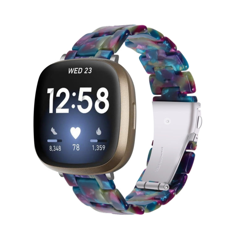 Colorful multicolor resin link watch band with square buckle and pin hardware