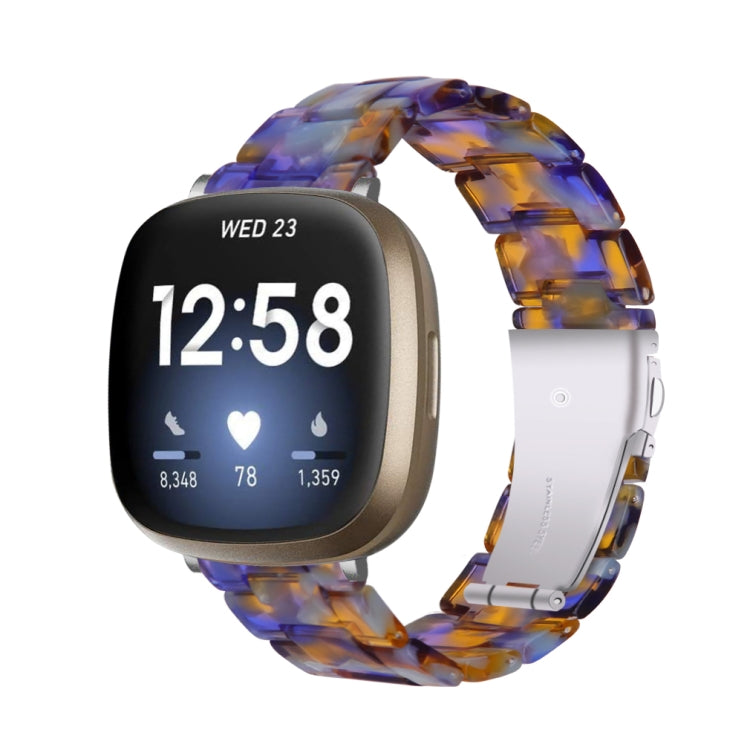 Amber and purple tortoise-pattern resin smartwatch band for Fitbit Versa and Sense