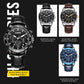 Men OCHSTIN watch set with tachymeter dials and leather straps in black, coffee, and blue