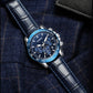 OCHSTIN men’s blue leather strap chronograph watch with tachymeter bezel and subdials