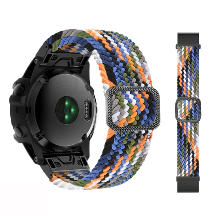 Adjustable multicolor braided nylon watch band with square clasp and black buckle, for Garmin Fenix 7X