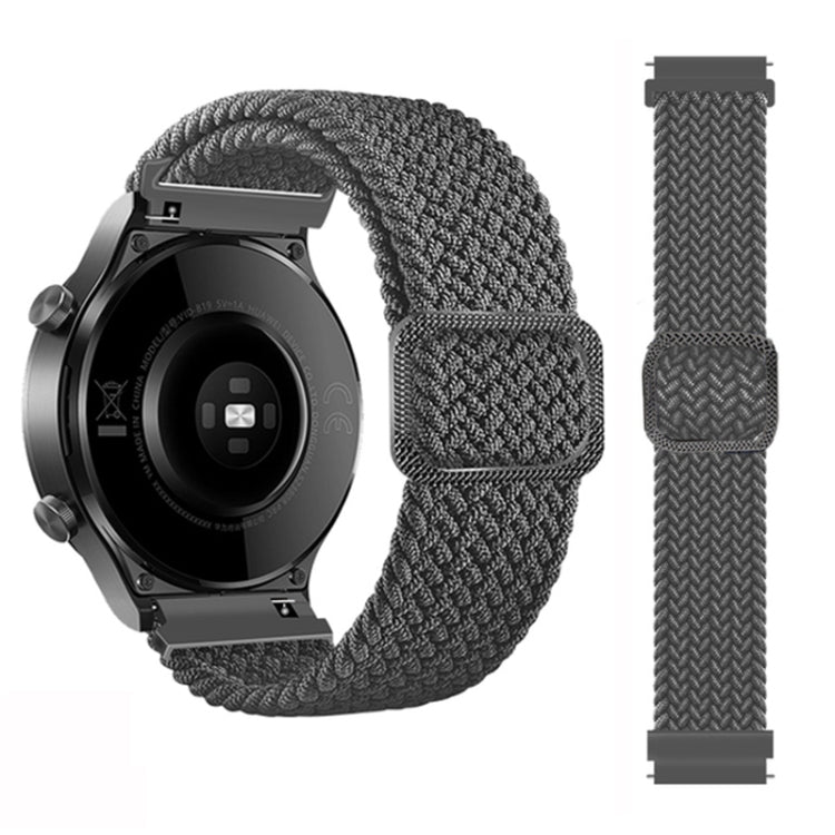 Adjustable gray braided nylon watch band with square clasp and dark buckle, for Garmin Fenix 7X