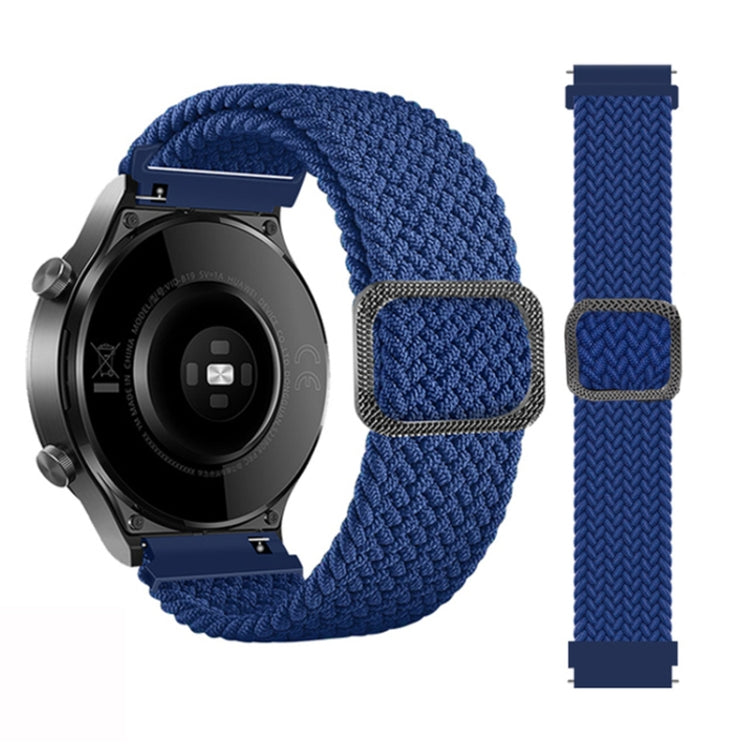 Adjustable blue braided nylon watch band with square clasp and dark buckle, for Garmin Fenix 7X