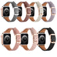 Assorted genuine leather watch bands with metal buckles and multiple strap colors.