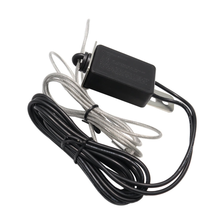 Trailer breakaway switch with black control box and two wire leads, CP-3041