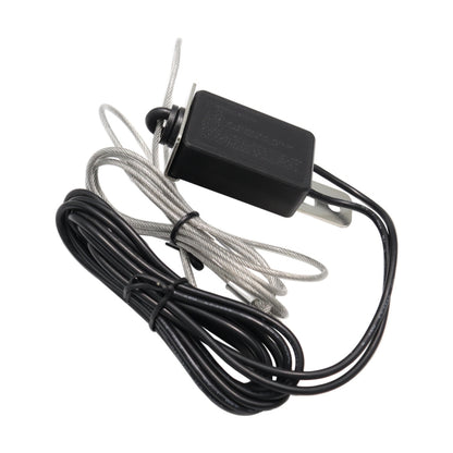 Trailer breakaway switch with black control box and two wire leads, CP-3041