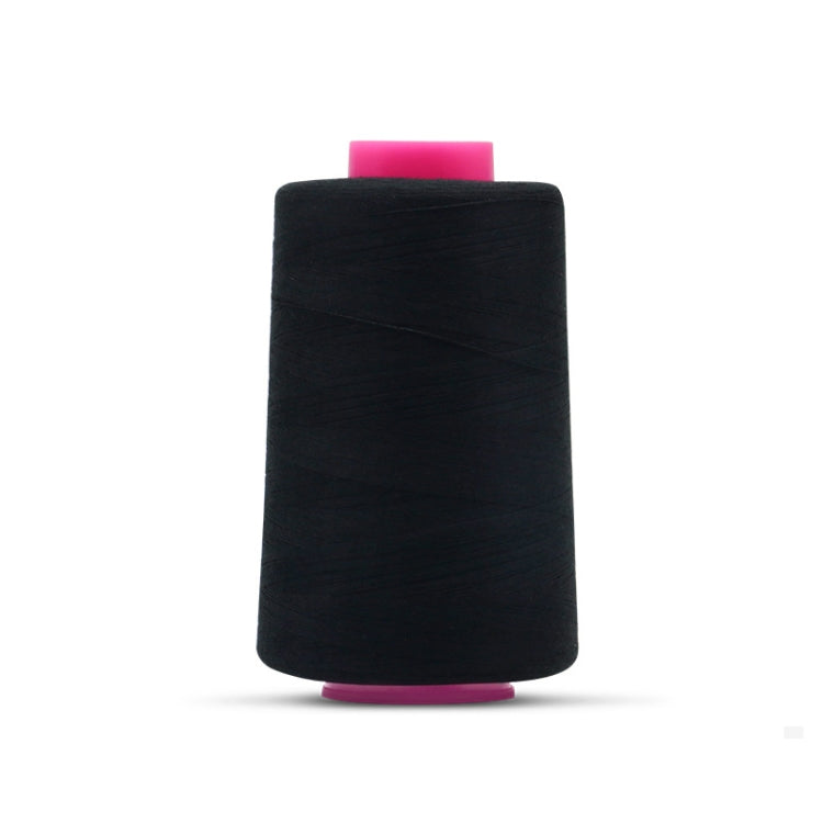 Black polyester sewing thread spool on pink core