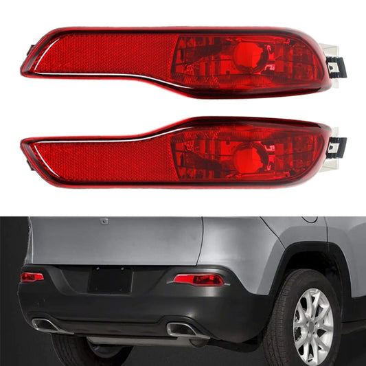 Pair of red rear bumper fog lamp assemblies with integrated reflector and lens