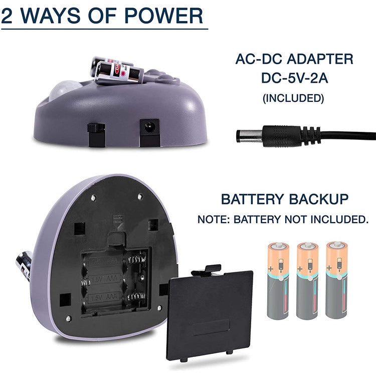 Dual-head laser parking assist meter with power adapter port and battery backup area