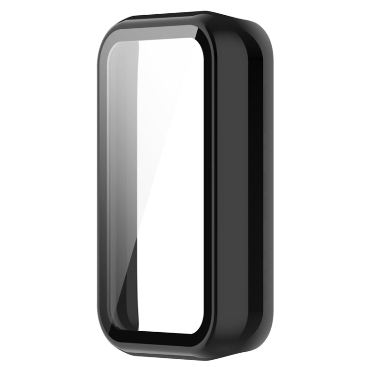 Slim protective watch case with tempered glass, dark gray/black frame, for Amazfit Band 7