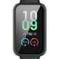 Front view of protective watch case with tempered glass, black frame, shows watch display