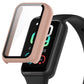 Protective watch case with integrated tempered glass, pink frame, for Amazfit Band 7