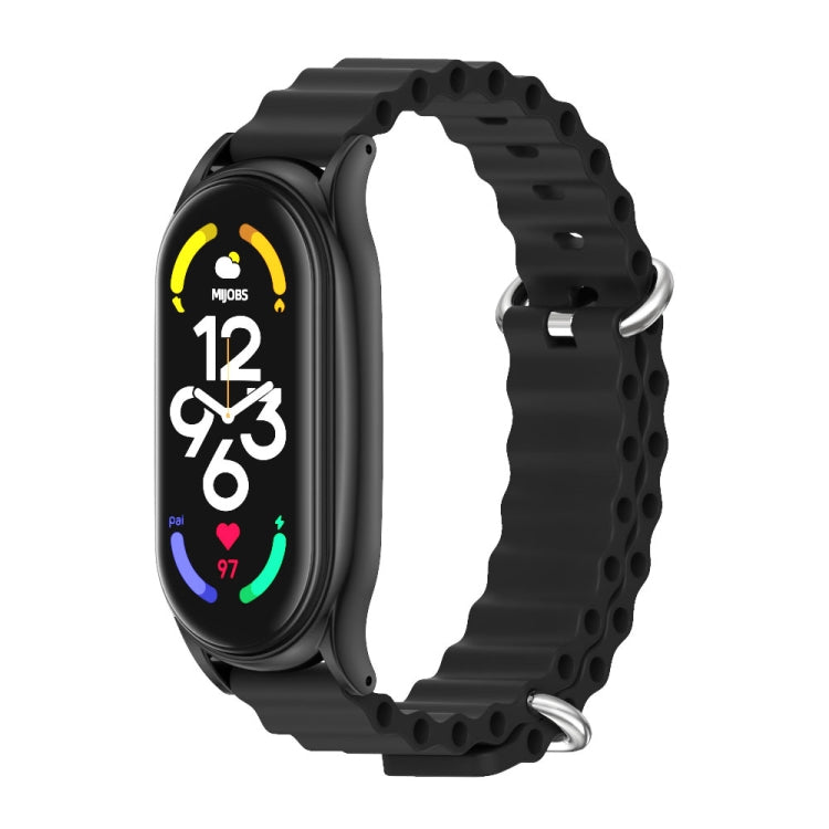 MIJOBS PLUS black silicone watch band with metal clasp and vented strap holes