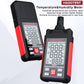 Portable temperature and humidity meter with protective cover, LCD display, and red side grips
