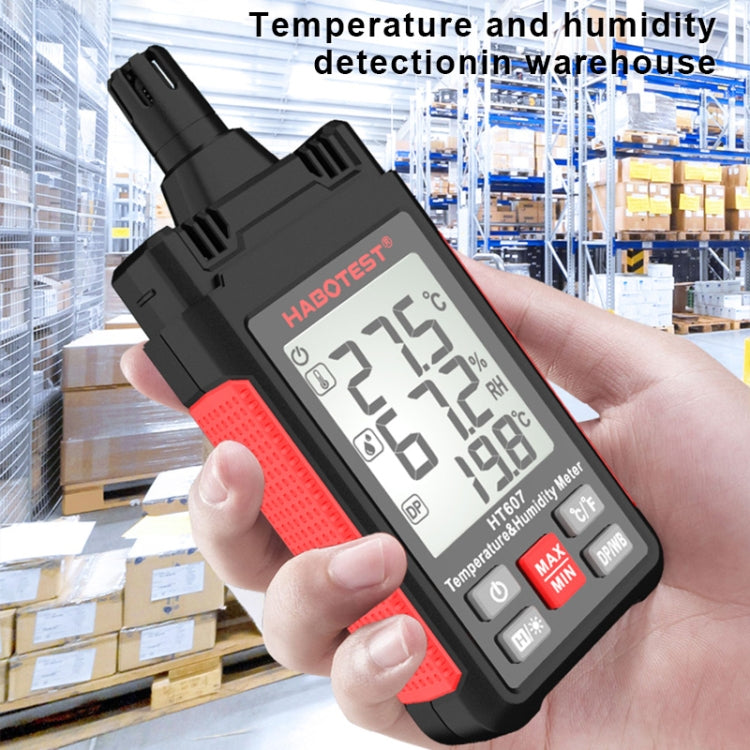 Portable temperature humidity tester with LCD display and MAX/MIN buttons
