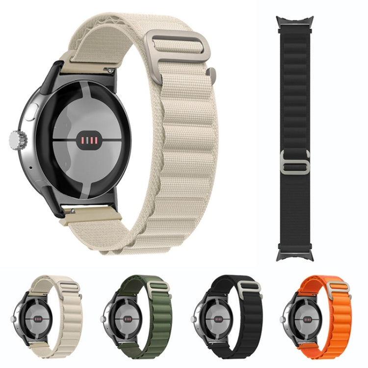 Nylon Loop Black Connector Watch Band, For Google Pixel Watch 5 / 4 / 3 / 2 / 1 41mm