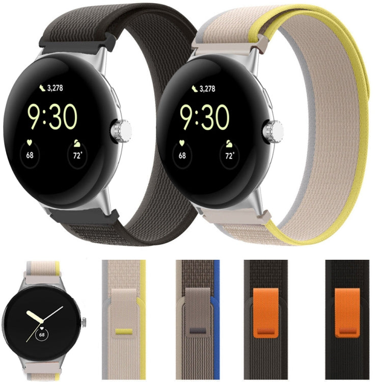 Loop Silver Connector Nylon Watch Band, For Google Pixel Watch 5 / 4 / 3 / 2 / 1 41mm